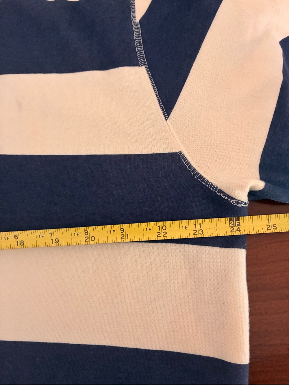Lakegirl Navy and Cream Striped Hoodie Sweatshirt women XL preppy coastal - Picture 5 of 6
